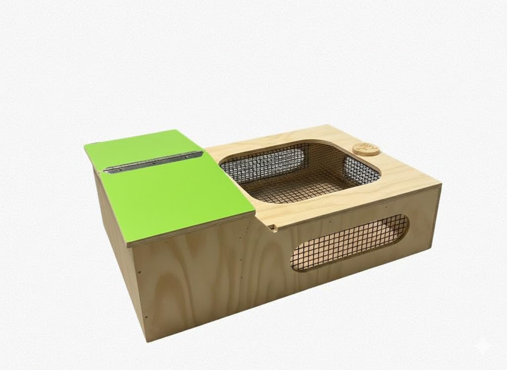 Casetta teca terrario tartarugario casa per taratarughe tartaruga di terra rettili recinto gabbia trasportino 60x40x23h tetto Verde