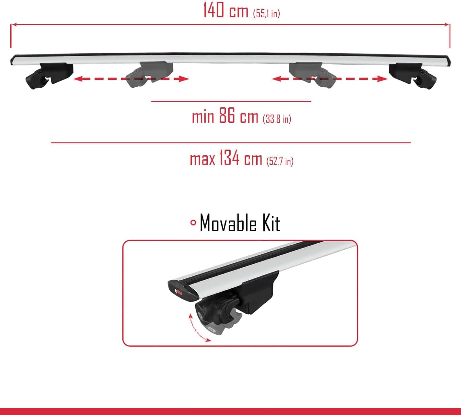 Compatible with Ford Kuga 3 (CX482) 2020-2025 Hook Model Car Roof Rack Cross Bar Grey Aluminium 2 Bars