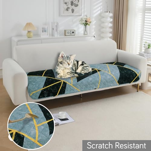 Image of HOKIPO 'Elira Series' Polyester Blend Digitally Printed Water Repellent + Waterproof Sofa Seat Mat for 2 Seater Sofa - Multicolor Abstract Geometry (NEW-AR-5245-C10*1)