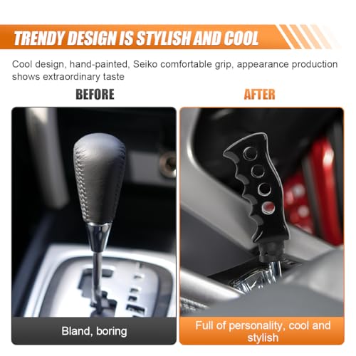 Car Gear Shift Handle Lever Knob, Knife Handle Gear Shifter Lever, Resin Grip Shift Knob with Adapters, Car Transmission Gear Shift Stick Head for Most Manual Vehicle (Black) - Thumbnail 4