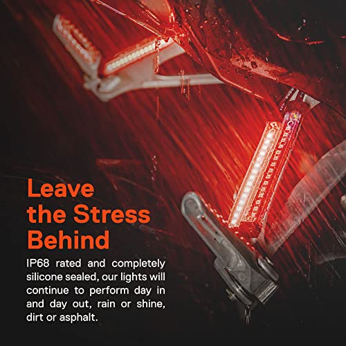 Image of TRUE MODS 2pc 5 inch Red LED Motorcycle Turn Signal & Brake Tail Light Strip Kit [Waterproof] [Single Row] [50% Running] [100% Brake /Blinker] Self Adhesive Surface Mount Flexible Lamp for Dirt Bike ATV