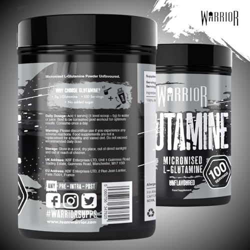 Warrior Glutamine 500g - Pure Micronised L-Glutamine Powder - Amino Acid - Muscle Growth & Recovery Supplement- Gut Health - Mix in Protein - Pre and Post Workout - 100 Servings (Unflavoured) - Image 4