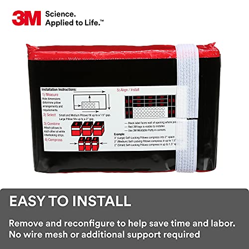 Image of 3M Fire Barrier Self-Locking Pillows FB369SL, 3 in x 6 in x 9 in, Lock Together for Tight Seal Against Flame, Smoke and Toxic Gas, Easy to Install, Large, Pack of 20