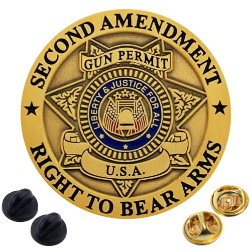 Second Amendment - Right To Bear Arms - Metal Double Clutch Collector Lapel Pin