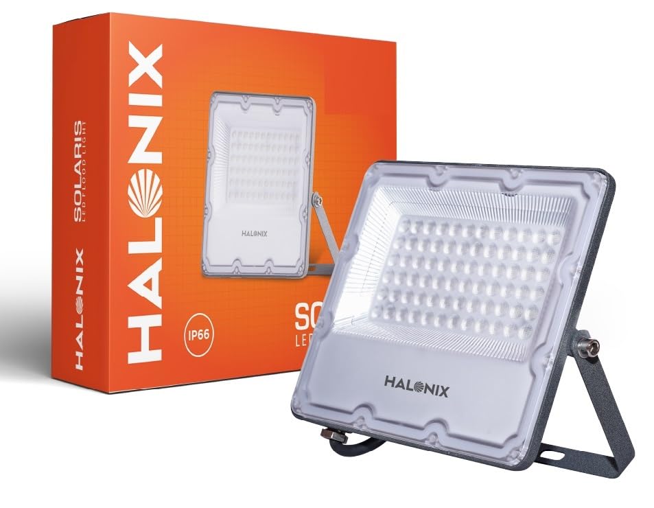Halonix Aluminium 100W Solaris Waterproof Outdoor LED Flood Light | Halogen Light,Focus Light for Garage,Parking,Shop -(Cool White)-Pack of 1|Short Circuit & Surge Protection with IP66 Rated