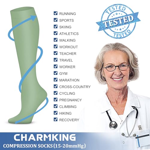 Image of Compression Socks (7 Pairs), 15-20 mmhg is BEST Graduated Athletic & Medical for Men & Women, Running, Flight, Travel, Nurses, Pregnant - Boost Performance, Blood Circulation