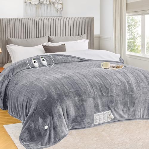 greenoak Heated Blanket Electric King Size 100'X90' Dual Control, Heating Blanket with 10 Heat...