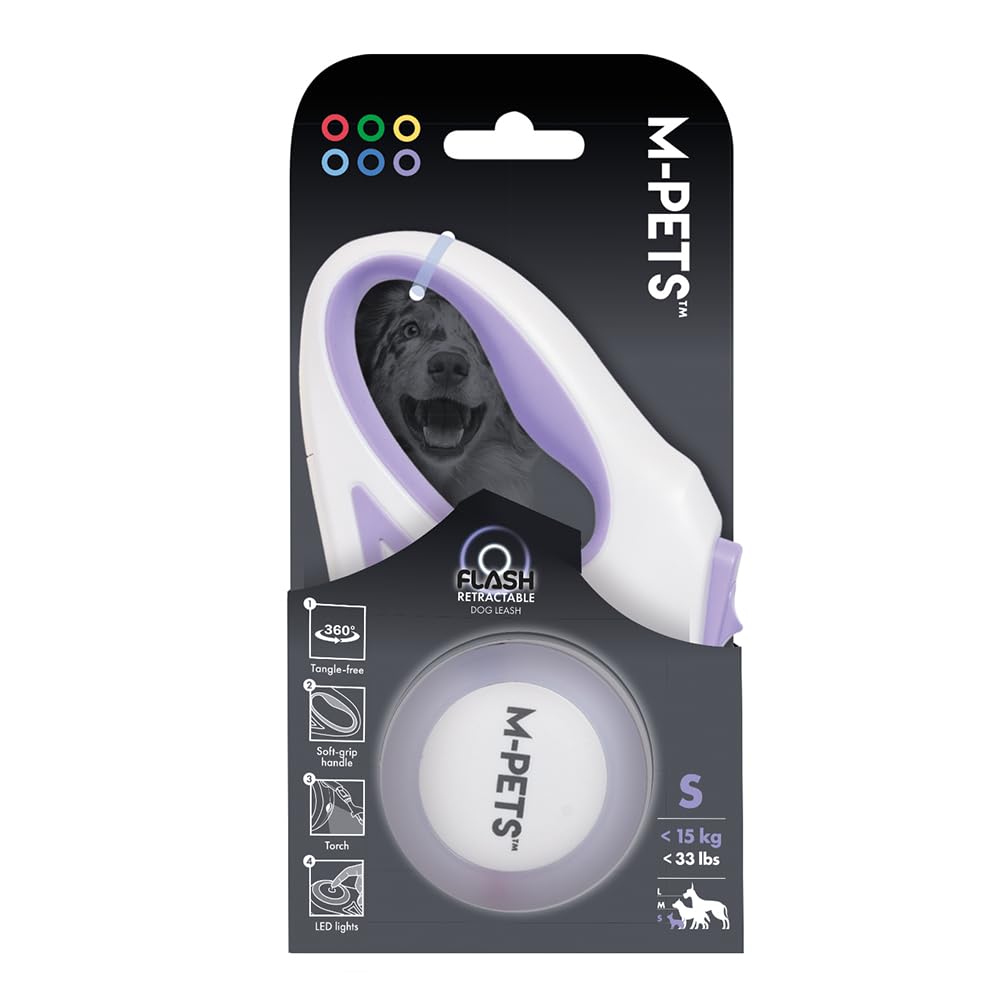 M-Pets Flash Ledli Otomatik Gezdirme Şerit 3Mt, Purple