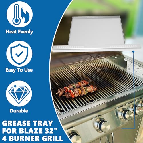 Image of SafBbcue Grease Tray for Blaze 32 inch 4-Burner, Replaces BLZ-32-085 | Direct replacement for BLZ-32-085, Fits Blaze 32 inch 4-Burner Traditional & LTE grills, Rust-proof, easy clean, fire-resistant