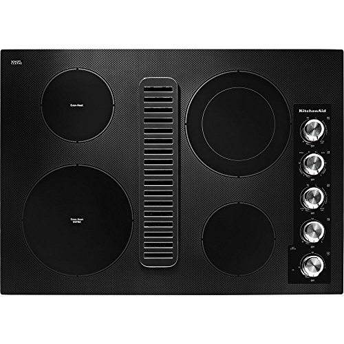 KitchenAid KCED600GBL 30 Electric Downdraft Cooktop with 4...