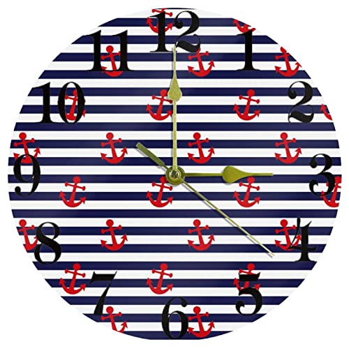 Horloge murale à quartz silencieuse ancre marine 25 cm à piles - 2