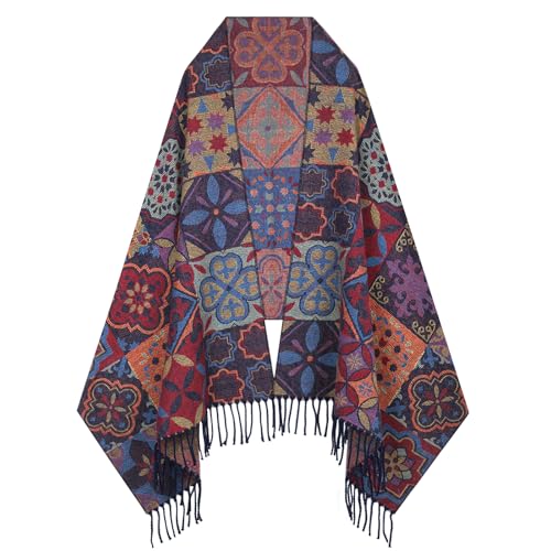 Relang Scarfs for Women Pashmina Silky Shawl Wrap for Evening Dressing Blanket Open Front Poncho Cape Ethnic Pink Jacquar