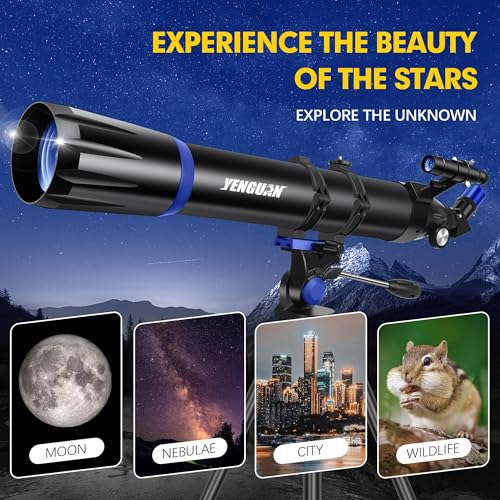 Image of Telescope, 90mm Aperture 800mm-Telescope for Adults & Kids, Professional Refractor Telescopes for Adults High Powered, Beginner-Friendly, Phone Adapter & Stable Stainless Tripod, Portable Carry Bag