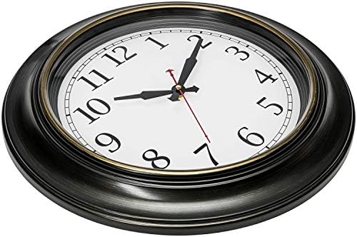 Bernhard Products Large Wall Clock 18″ Quality Quartz Silent Non Ticking, Battery Operated for Home/Living Room/Over Fireplace, Beautiful Decorative Timeless Stylish Dark Brown XL Clocks, Easy to Read