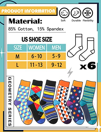 Image of MOGGEI Funny Socks for Men Women Fun Cozy Crazy Novelty Fashion Cotton Boot Breathable Printed 6 Pairs