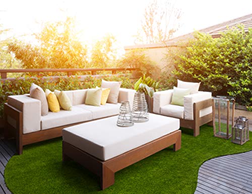 Joy Carpets Greenspace 6' X 9' Jellybean Shape Artificial Grass Rug #TOP7