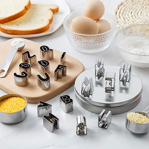 Beyond 280 Mini Tiny Stainless Steel Cookie Cutters, A-Z 26-Piece Alphabet Shapes For One-Bite Cookies, Cake Decor, Fondant Biscuit #TOP3