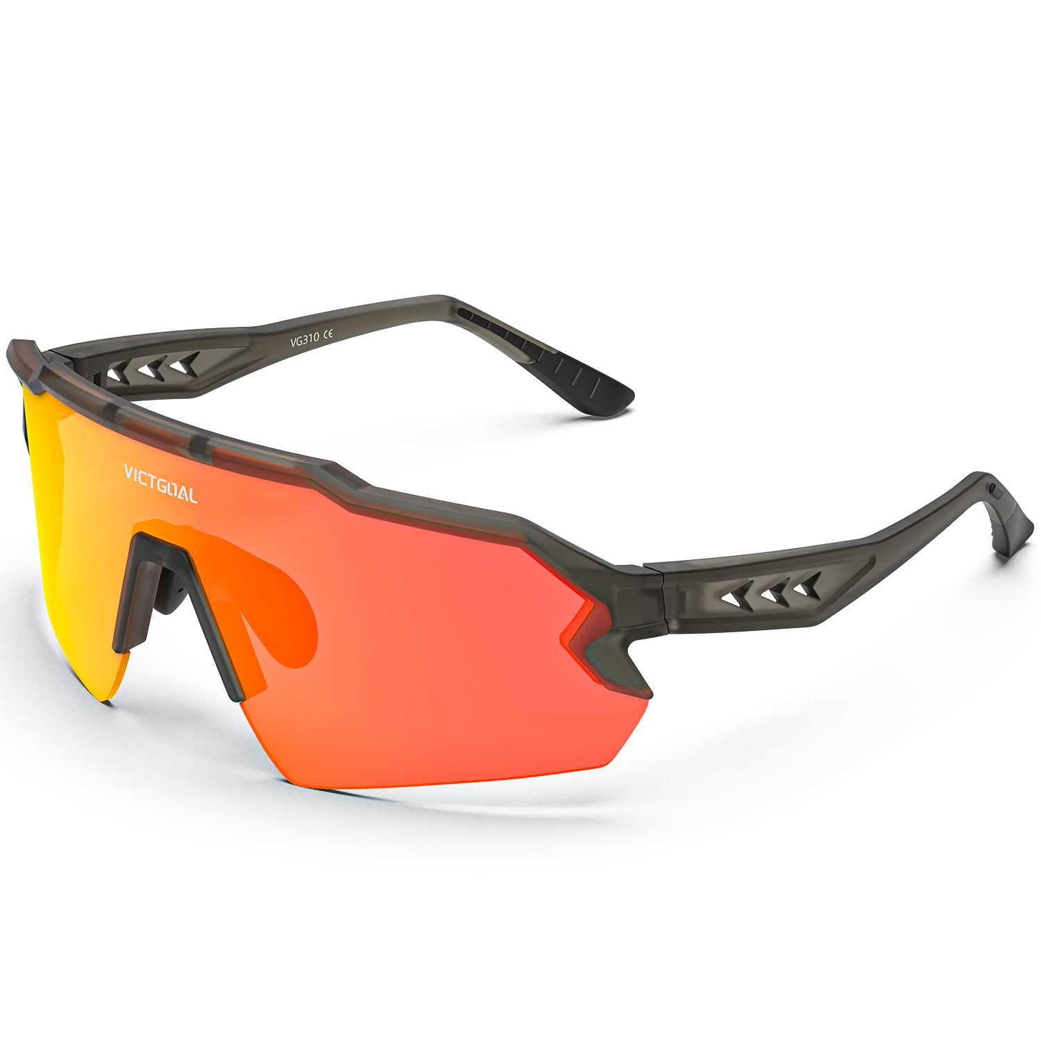 Victgoal Cycling Glasses Mens with Polarized Lens UV Protection Running Sunglasses Lightweight TR90 Frame Sports Sunglasses for Cycling Mountain Biking Driving (Grey)