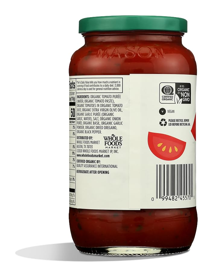 Image of 365 by Whole Foods Market, Organic Marinara Pasta Sauce, 25 Ounce