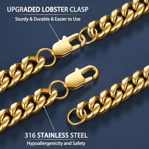 Jewlpire Cuban Link Chain for Men, Silver/Gold Chain for Men Women, 4mm/6mm/10mm Mens Necklace, 18K Gold Plated/316L Stainless Steel Mens Chains Necklaces 18 20 22 24 26 30 Inch3