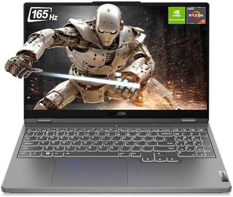 LENOVO Legion 5 Gaming Laptop, 15.6″ WQHD Display, AMD Ryzen 7 7735HS, 32 GB DDR5 RAM, 2 TB PCIe SSD, NVIDIA GeForce RTX 4060, Backlit Keyboard, Windows 11 Home, Storm Grey