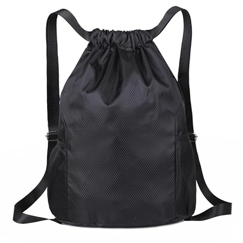 Waterproof Drawstring Bags String Backpack, Swim Bags PE Gym Bags for Kids Adults, Sports Backpacks Swimming Bags for School Sports Travel - for Men Women Girls Boys - Black