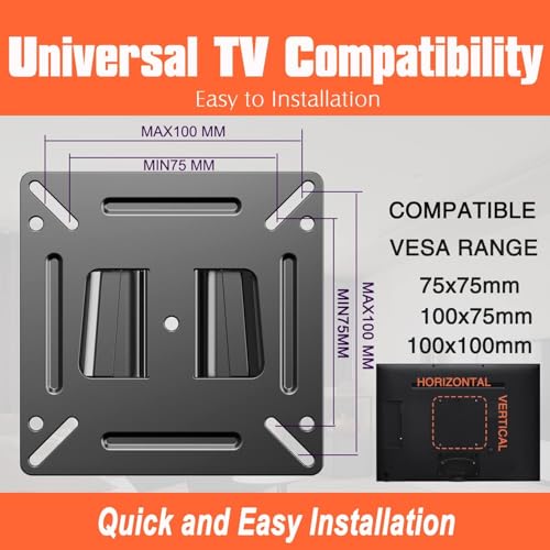 Image of Monitor Wall Mount Most 14-24 inch TVs Computer Universal Low Profile RV TV Wall Mount VESA Up to 100x100mm Max Weight 15KG Fits 15 19 20 22 23 Inch Camper Small Monitor Mount Bracket
