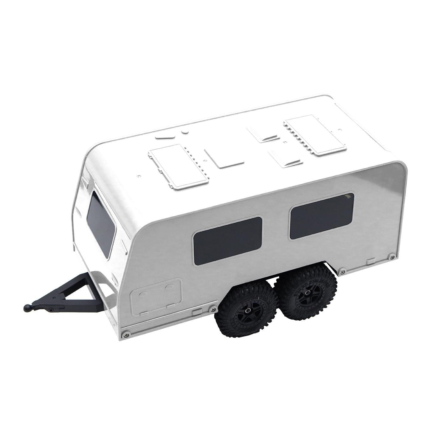 XinGeeek RC Camper Trailer with Hitch,Trailer with Shell for Traxxas 1/18 TRX4M RC Crawler Upgrade (White)