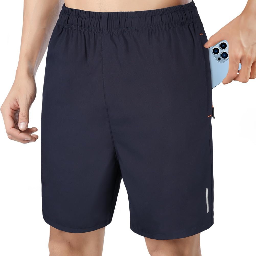 AUYAO Sporthose Kurz Herren, Trainingshose Herren Kurz, Herren Sport Shorts, Gymshort Leichte Schnell Trocknend Laufshort Kurze Hosen mit Reißverschlusstasche, Tennis Short Sportbekleidung