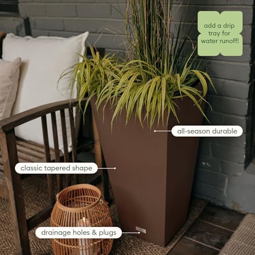 Image of Veradek Pure Series Taper Planter & Drip Tray - Tapered Planter with Shelf