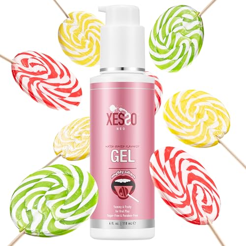 XESSO Edible Flavored Oral Gel Lube, Fruity Lollipop Flavored Water-Based Hypoallergenic Food-Grade Ingredients 4 Fl.oz for Oral Pleasure, Made in USA