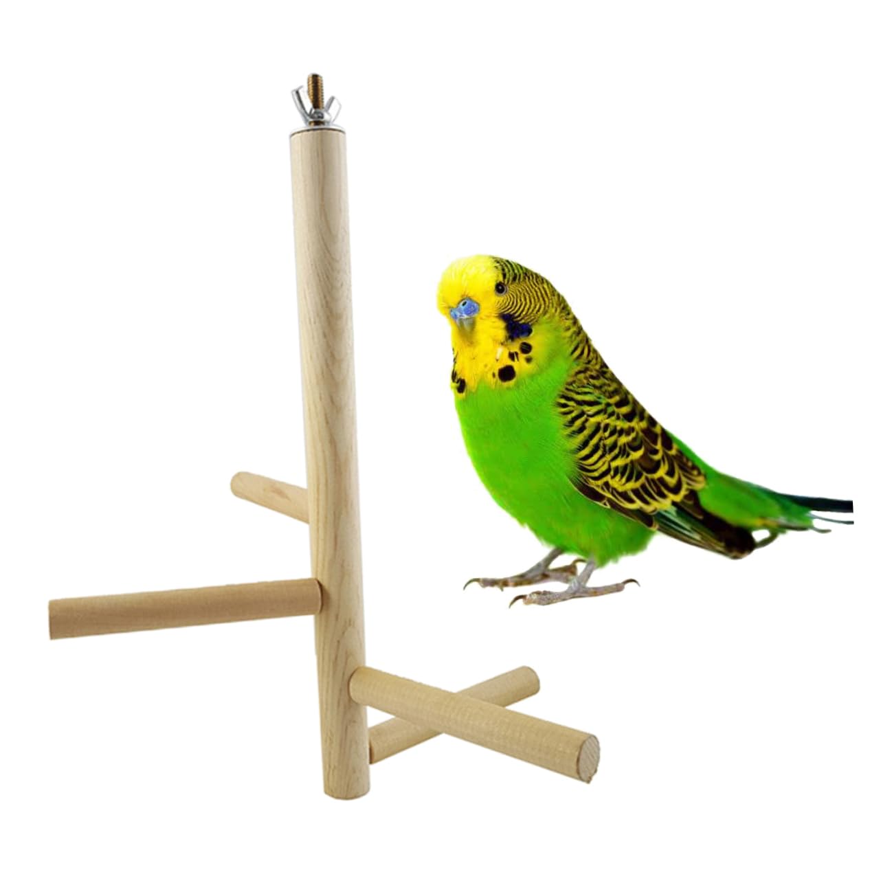 Mikikit Four Stage Rotatable Parrot Swing Wooden Bird Ladder for Exercise Pet Bite for Parakeets Birds Relieves Boredom Encourages Climbing for Active Pets