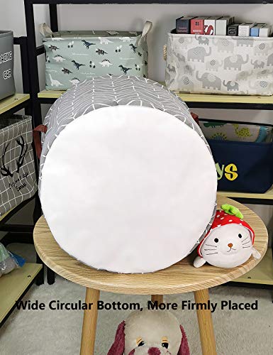 Queenlala Large Storage Basket,Laundry Hamper/Bathroom/Home Decor/Collapsible Round Storage Bin,Boys And Girls Hamper/Boxes/Clothing(Grey Wheat) #TOP4