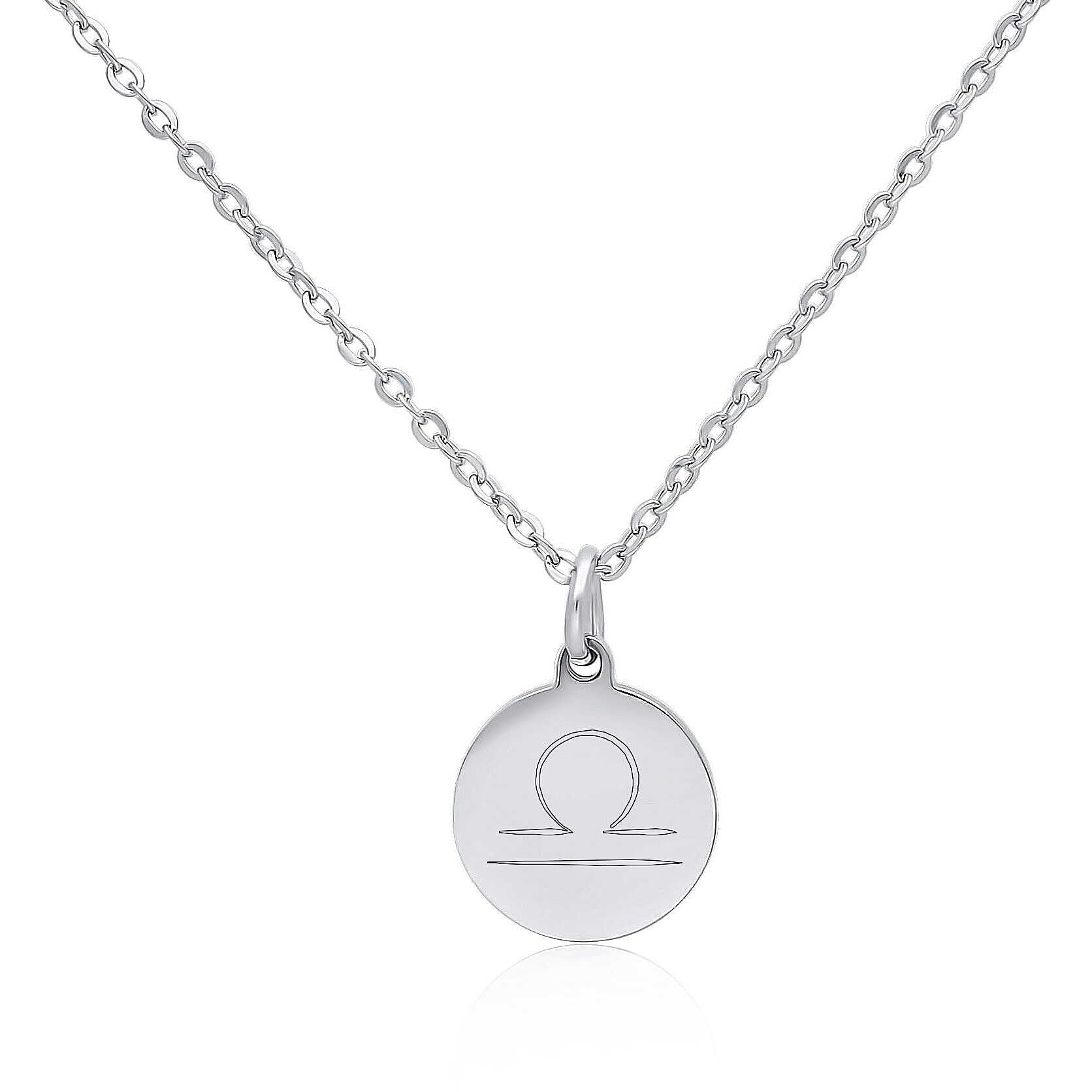 Collana da donna MyCode collezione Happy Zodiac in acciaio anallergico. Targa ovale con segno zodiacale bilancia personalizzabile solo sul retro. Idea regalo Compleanno|Natale|Amicizia|Amore