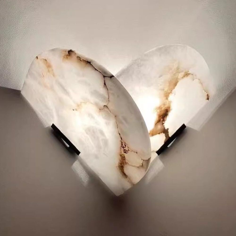 TONFON Natural Alabaster Wall Lamp Indoor Marble Wall Sconce Bedroom Lighting Wall Mounted Lamp for Bedside Living Room Study Room Corridor Entryway Restaurant