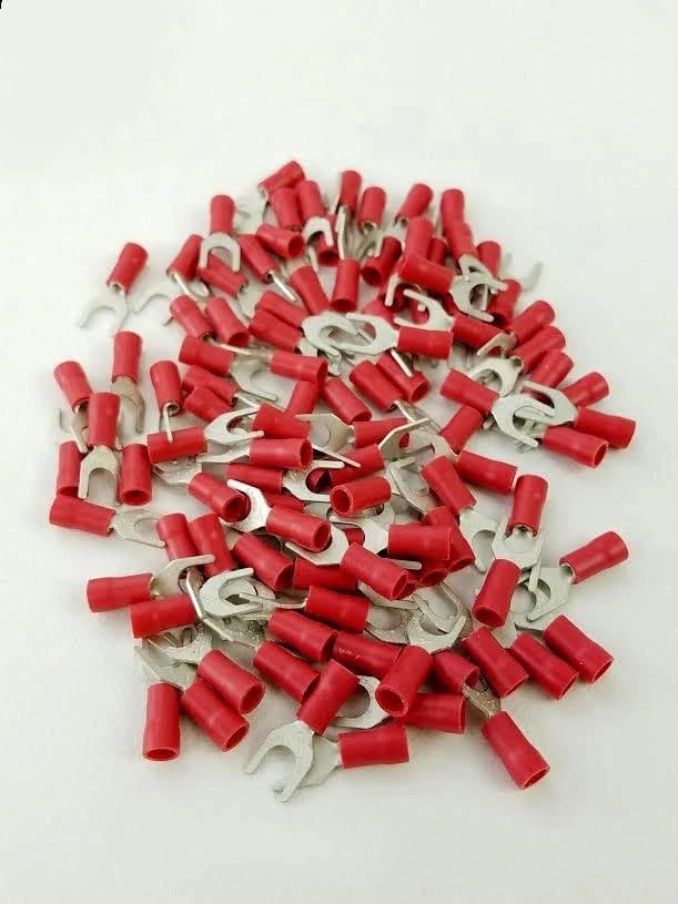 200 Pcs 22-18 AWG #10 Stud Nylon Fork Spade Terminal Electrical Connector