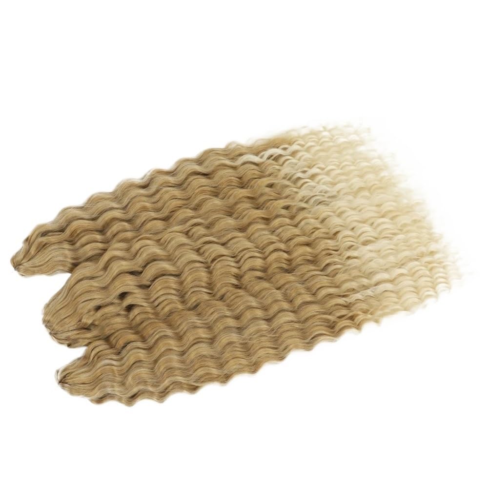 Zestaw 3 długich kręconych peruk, szydełkowe falowane włosy, dla czarnych kobiet, głębokie warkocze do warkoczyków boho (27-613,30 cala-75 cm)
