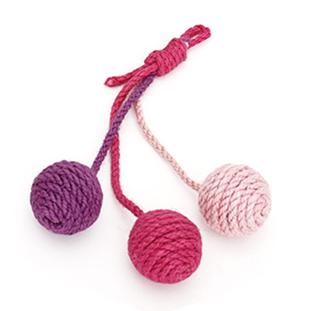 Anlitent 3pcs Self-Play Cat Toy Balls with Bells for Cats, Lightweight 3 Colorful Balls Interactive Kitten Fun Mental Physical Exercise to Keep Fit and Active, Best Gifts Pink Girl