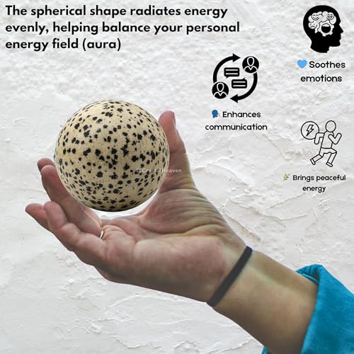 Image of Certified Dalmatian Jasper Crystal Ball for Meditation - Premium Crystal Vastu Items for Home and Feng Shui Items for Good Luck - Ideal for Pooja Supplies and Spiritual Practices (2 inch Inch)