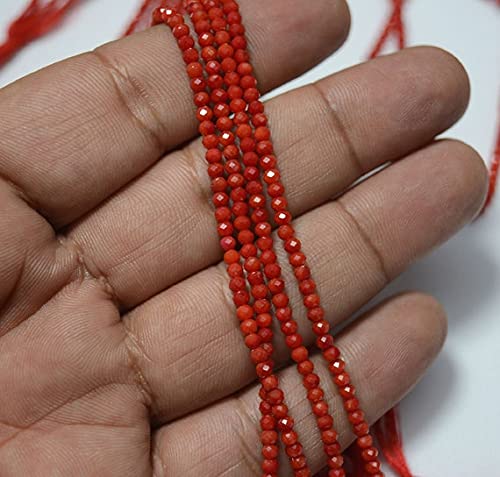 Corail rouge gemme d'origine en micro rondelles 3mm, l'élégance de la haute bijouterie
