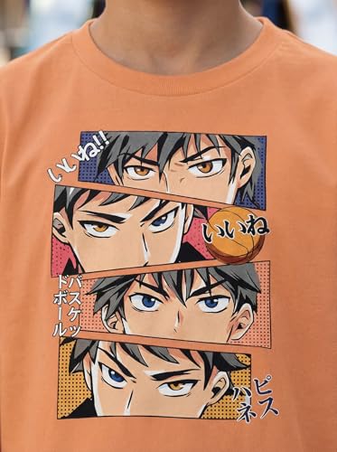 Image of HELLCAT Boys Round Neck Printed Blended Cotton Tshirt -Combo Pack of 2 - Orange /Blue