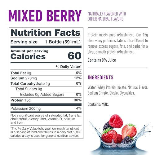 Image of Isopure Zero Carb 100% Pure Whey Isolate Unflavored Protein Powder 3 Lbs + 1 Bottle of Clear Protein Water with Electrolytes, 15g Whey Protein Isolate, Zero Sugar, Mixed Berry, 20 fl oz Bottle