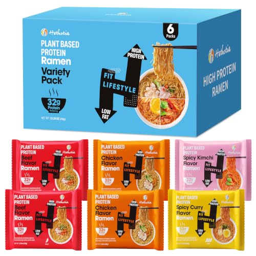 Hethstia High Protein Ramen Noodle Variety 6 Pack, 32g Plant-Based Protein