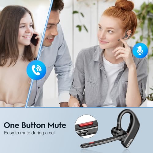 Image of New bee Bluetooth Headset, Wireless Bluetooth Earpiece for Cellphone with 500mah Charging Case 80h Playtime V5.2 Dual Mic Noise Cancelling Hands-Free Earphones for Office Driver