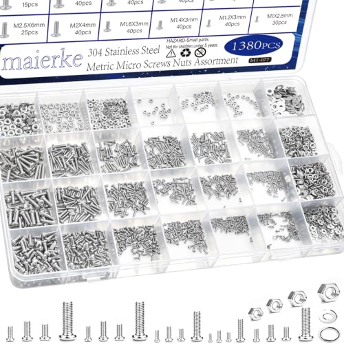 1380Pcs 304 Stainless Steel Metric Micro Screws Nuts Assortment