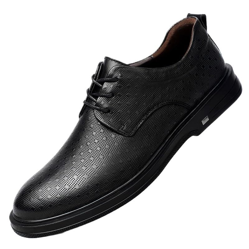Oxford Formal Shoes for Men Men's Leather Lace Up Business Shoes Fashion Round Toe Anti-Slip Formal Dress Loafers Low Top Work Dress Shoes