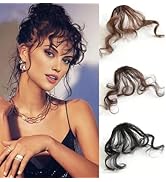 VAVANGA Curly Bangs Clip in Hair Extension, Synthetic Hair French Bangs Clip on Wispy Bangs Natur...