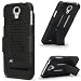 Galaxy S4 Case, i-BLASON Transformer Hard Shell Case Holster Combo For Samsung Galaxy S4 i9500 with Kickstand and Locking Belt Swivel Clip 4G LTE for Samsung Galaxy S4 (Fits AT&T, Sprint, Verizon, T-Mobile) (Black)