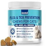 Flea and Tick Prevention for Cats Chewable, Natural Cat Flea Treatment, Oral Kitten Cat Flea & Tick Control, Flea Pills Supplement with Vitamins Support Immune, Skin & Coat, 200 Soft Chews (Chicken)
