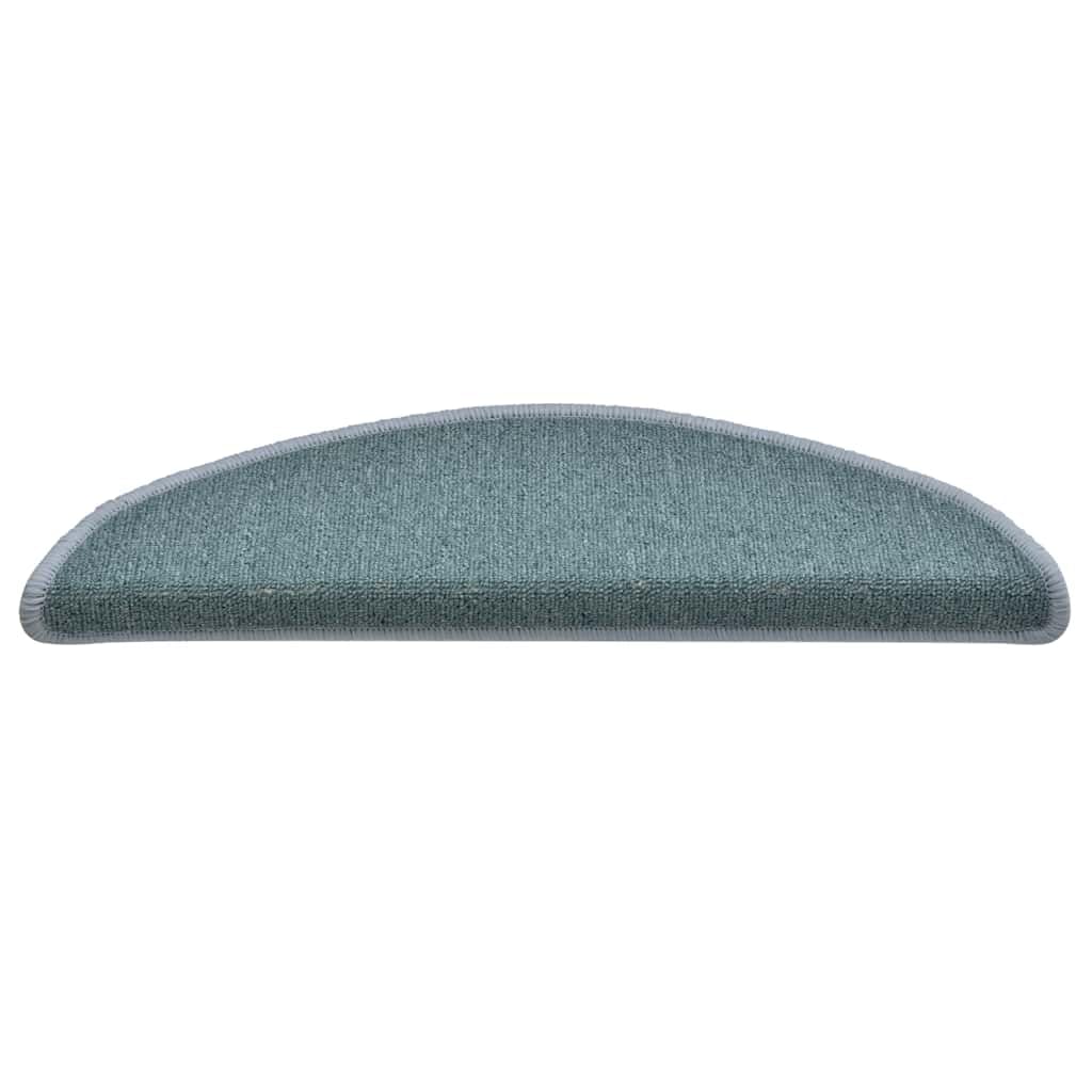 Stufenmatten 30 STK., 56x17x3 cm Seeblau Halbrund, Teppich Treppenstufen Matten, rutschfeste Treppenschoner für Holzstufen, langlebiger Treppen Teppich